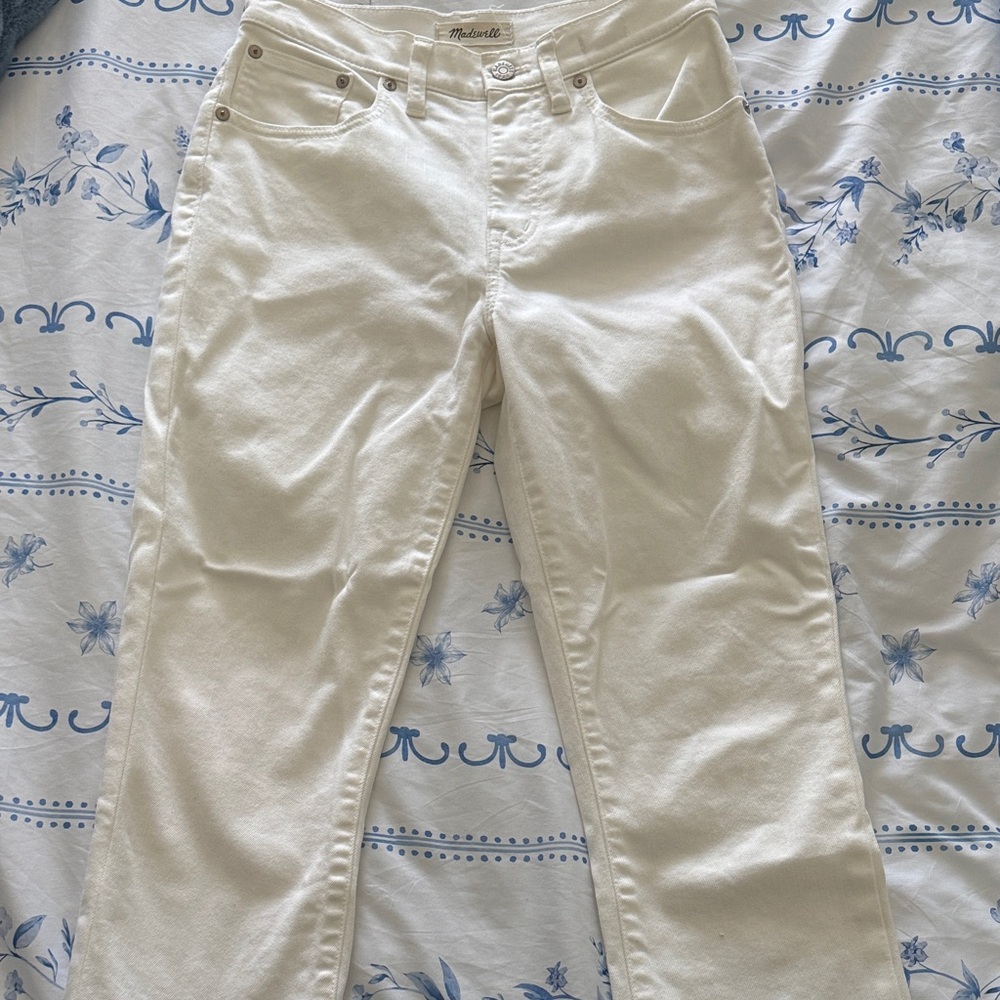 Madewell Cream Ankle Crop Straight Jeans